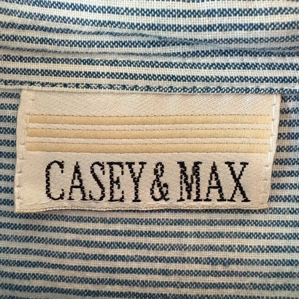 VTG Casey & Max Fall Baking Striped Button Down Shirt Pumpkins Apples Flour XXL - Picture 11 of 12